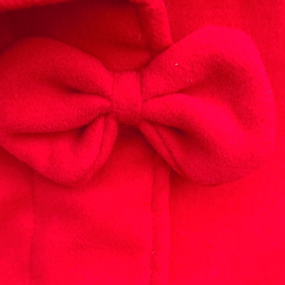 London Fog Red Kids Pea Coat with Bow - Picture 2 of 6
